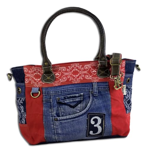 Sunsa Damen Handtasche Umhängetasche, Tasche aus Jeans/Canvas & Leder. Große Crossbody bag Schultertasche, Shopper, Geschenkideen für Frauen/Mädchen nachhaltige Produkte, 52433 von Sunsa