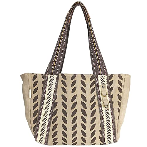 Sunsa Damen Handtasche. Braune Shopper in Vintage Stil. Schultertasche aus Canvas. Große Vegane Tasche Geschenk für Frauen von Sunsa