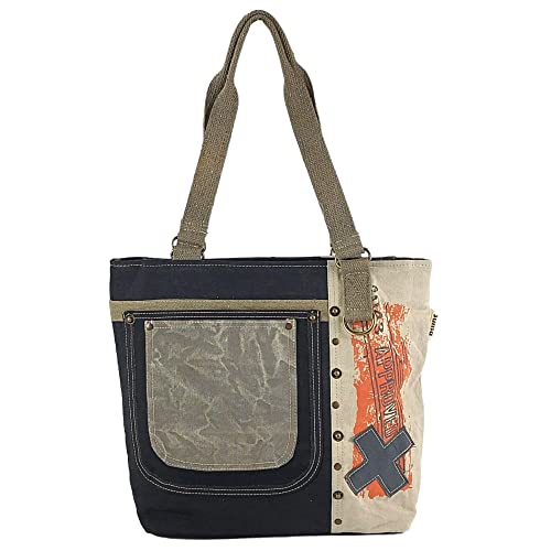 Sunsa Damen Handtasche. Shopper in Vintage Retro Stil. Schultertasche aus Baumwolle/Canvas. Große vegane Tasche als Geschenk für Frauen/Mädchen von Sunsa