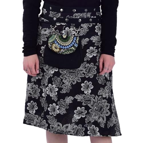 Sunsa Damen Knielang Rock. Sommer Wickelrock aus Baumwolle. 2 Designs midi Röcke in 1. Alternative Bekleidung. Sommerrock Damen Knielang von Sunsa