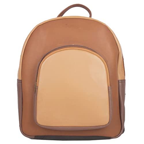 Sunsa Damen Leder Rucksack. Kleiner Backpack. Cityrucksack aus Lederresten. Bunter Daypack bag mit vordere Reißverschlussfach. von Sunsa