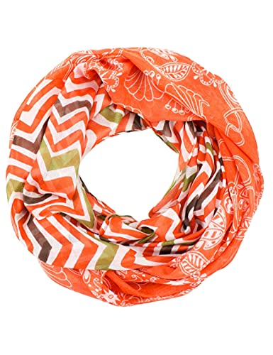 Sunsa Damen Loop Schal. 100% Baumwolle Schlauchschal für Frühlings/Sommer. Dünn Loopschal mit Blumen Design. Tücher und Schals als Frauen Geschenk (Orange #2) von Sunsa