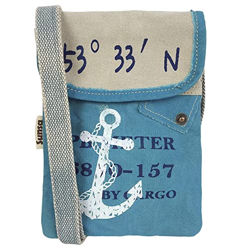 Sunsa Damen Maritim/Anker Design Umhängetasche. Kleine Canvas Messenger Tasche. Vegan Crossover Bag. Schultertasche für Meerliebhaber von Sunsa