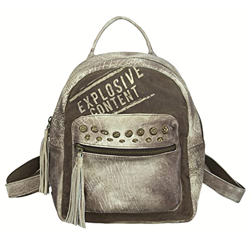 Sunsa Damen Rucksack. Backpack Aus Leder & Canvas. Große Cityrucksack Bag. Vintage Tasche in Retro Still. Damentasche/Rucksäcke für Frau. dunkel braun von Sunsa