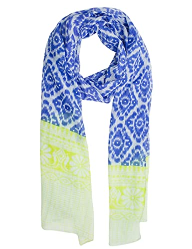 Sunsa Damen Schal, Halstuch Baumwolltuch für Frühlings/Sommer, Stola Tuch mit Blumen Design, Accessoires for Women, Scarf Tücher und Schals als Geschenk für Frauen/Freundin (blau/kiwi grün) von Sunsa