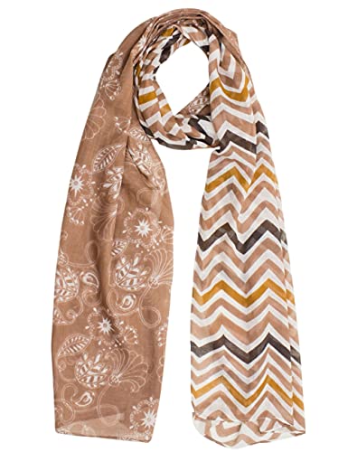 Sunsa Damen Schal, Frühlings/Sommer Halstuch, Scarf mit Blumen retro Design, Tücher und Schals als Geschenk für Frauen (orange/Kiwi grün #5) von Sunsa