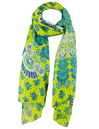 Sunsa Damen Schal, Halstuch Baumwolltuch für Frühlings/Sommer, Stola Tuch mit Blumen Design, Accessoires for Women, Scarf Tücher und Schals als Geschenk für Frauen/Freundin (kiwi grün) von Sunsa