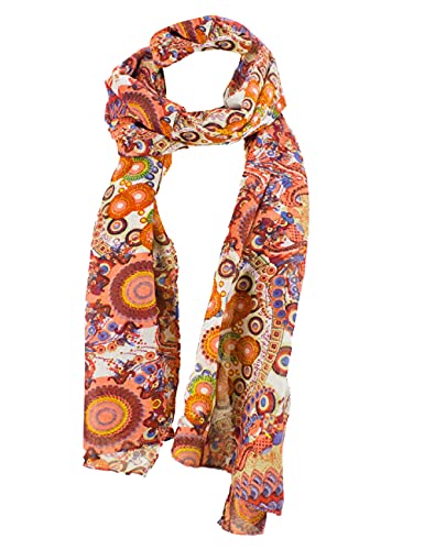 Sunsa Damen Schal, Halstuch Baumwolltuch für Frühlings/Sommer, Stola Tuch mit Blumen Design, Accessoires for Women, Scarf Tücher und Schals als Geschenk für Frauen/Freundin (orange) von Sunsa