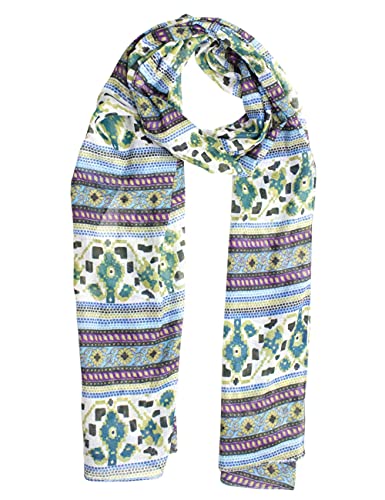 Sunsa Damen Schal, Halstuch Baumwolltuch für Frühlings/Sommer, Stola Tuch mit Blumen Design, Accessoires for Women, Scarf Tücher und Schals als Geschenk für Frauen/Freundin (türkis/lila) von Sunsa