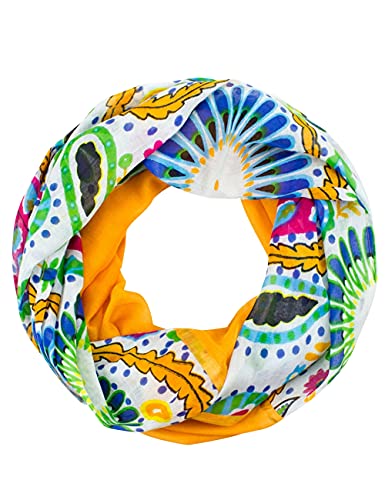 Sunsa Damen Loop Schal. 100% Baumwolle Schlauchschal für Frühlings/Sommer. Dünn Loopschal mit Blumen Design. Tücher und Schals als Frauen Geschenk von Sunsa