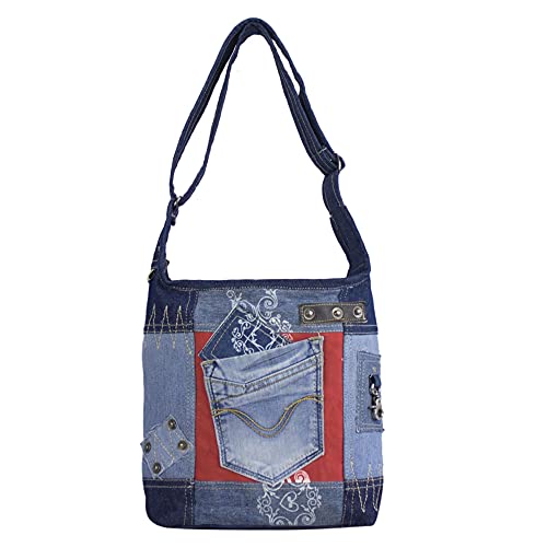 Sunsa Damen Tasche Umhängetasche, Canvas bag, Jeans/Denim Taschen, Hobo Schultertasche Damentaschen Vintage Crossbody Teenager Fashion sale von Sunsa