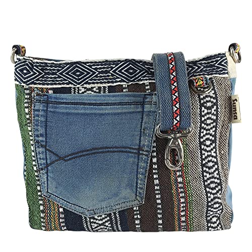 Sunsa Damen Taschen Umhängetasche Handtasche Canvas & Jeans. Große Boho Crossbody Tasche/bag Schultertasche, Geschenkideen für Frauen/Mädchen nachhaltige Produkte 52371 von Sunsa