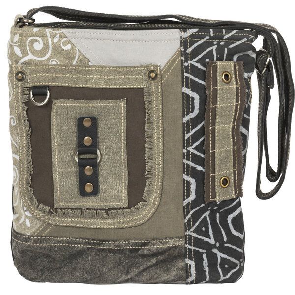 Sunsa Damen Umhängetasche. Canvas Crossover Tasche in grau Khaki von Sunsa