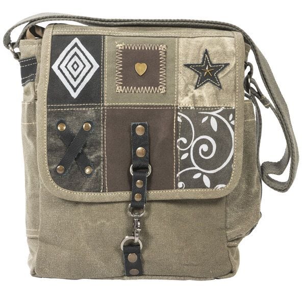 Sunsa Damen Umhängetasche. Canvas Messenger Tasche in Patchwork Design von Sunsa