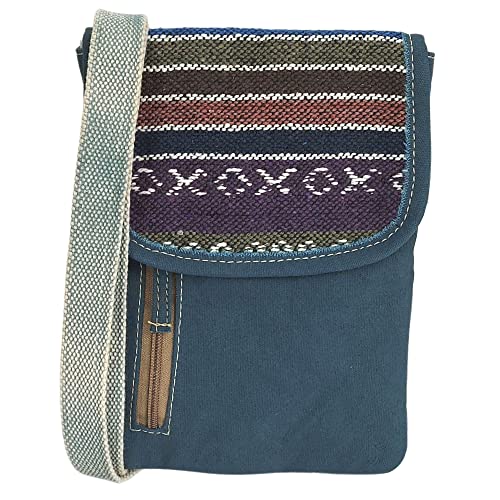 Sunsa Damen Umhängetasche. Crossover Handy Tasche aus Canvas/Leinwand & gestreifte Baumwolle. Kleine Messenger Bag mit mehreren Fächern von Sunsa