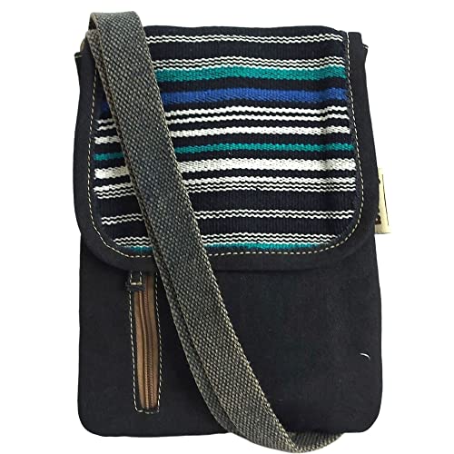 Sunsa Damen Umhängetasche. Nachhaltige Crossover Tasche. Vegane Kleine Messenger Bag mit mehreren Fächern. (schwarz) von Sunsa
