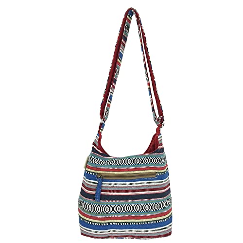 Sunsa Damen Umhängetasche. Hobo Tasche aus gewebter Baumwolle mit verstellbare Henkel. Crossbody Schultertasche mit Streifen Design. Geschenkideen für Frauen von Sunsa