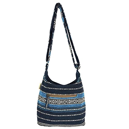 Sunsa Damen Umhängetasche. Hobo Tasche aus gewebter Baumwolle mit verstellbare Henkel. Crossbody Schultertasche mit Streifen Design. Geschenkideen für Frauen von Sunsa