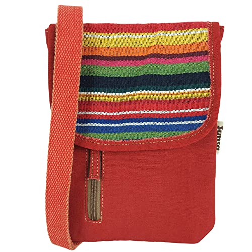 Sunsa Damen Umhängetasche. Nachhaltige Crossover Tasche. Vegane Kleine Messenger Bag mit mehreren Fächern. (rot) von Sunsa