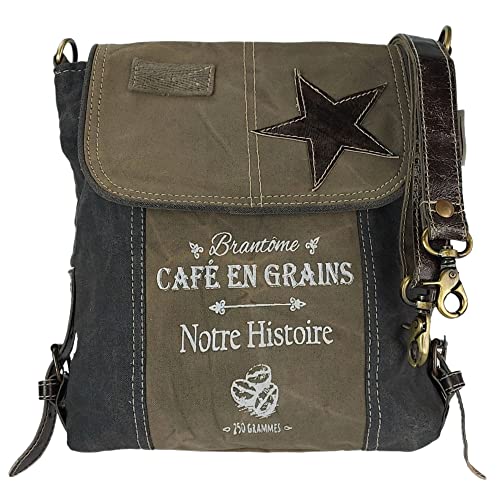 Sunsa Damen Umhängetaschen. Schultertasche aus Canvas & Leder. Vintage Crossbody Tasche. Nachhaltig Retro Handtasche als Geschenkideen für Frauen. Umhängetasche für Sie/Ihn von Sunsa