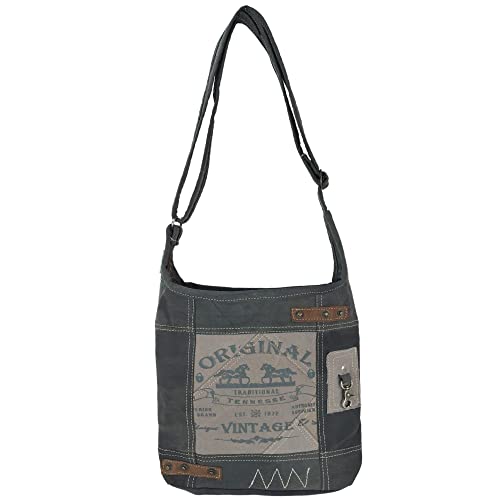 Sunsa Damen Umhängetasche. Hobo Tasche aus Canvas & Leder. Vintage Schultertasche mit Pferde Motive. Crossbody Bag als Geschenkideen für Frauen von Sunsa