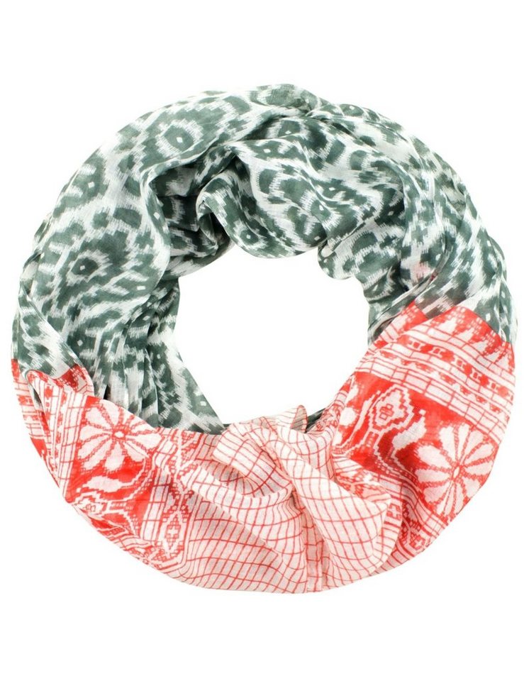 Sunsa Halstuch Damen Loop Schal. 100% Baumwolle Schlauchschal. Loopschal mit Blumen Design. Damen Accessoires: Rundschals,Scarf Tücher und Schals als Geschenk für Frauen/ Freundin, Abstract Aufdruck von Sunsa