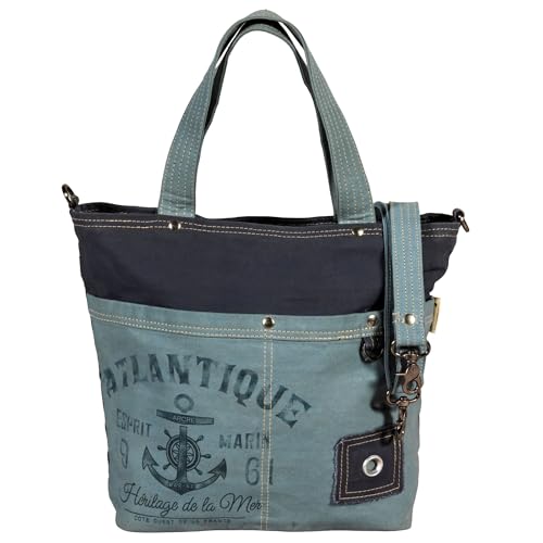Sunsa Handtasche Damen Canvas Schultertasche groß – Vintage Retro Shopper in Maritim Design – vegane Damentasche A4 geeignet Umhängetasche Stofftasche für Alltag Arbeit Geschenk Frauen Freizeit Urlaub von Sunsa