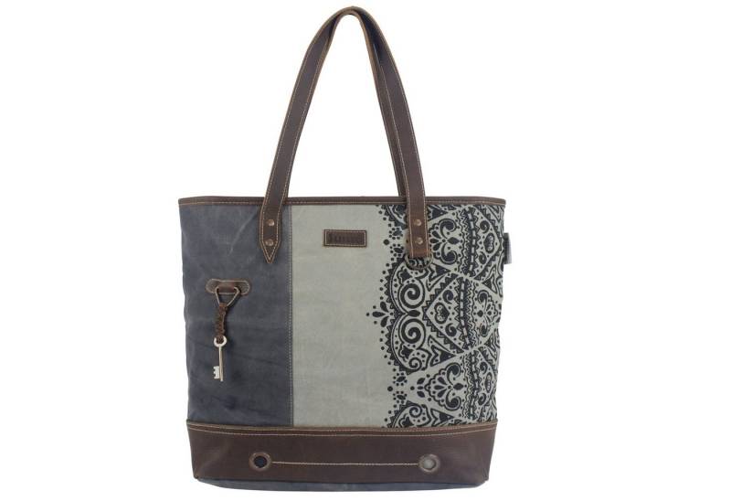 Sunsa Handtasche Canvas Handtasche. Grau/ schwarz Schultertasche mit Mandala Tasche von Sunsa