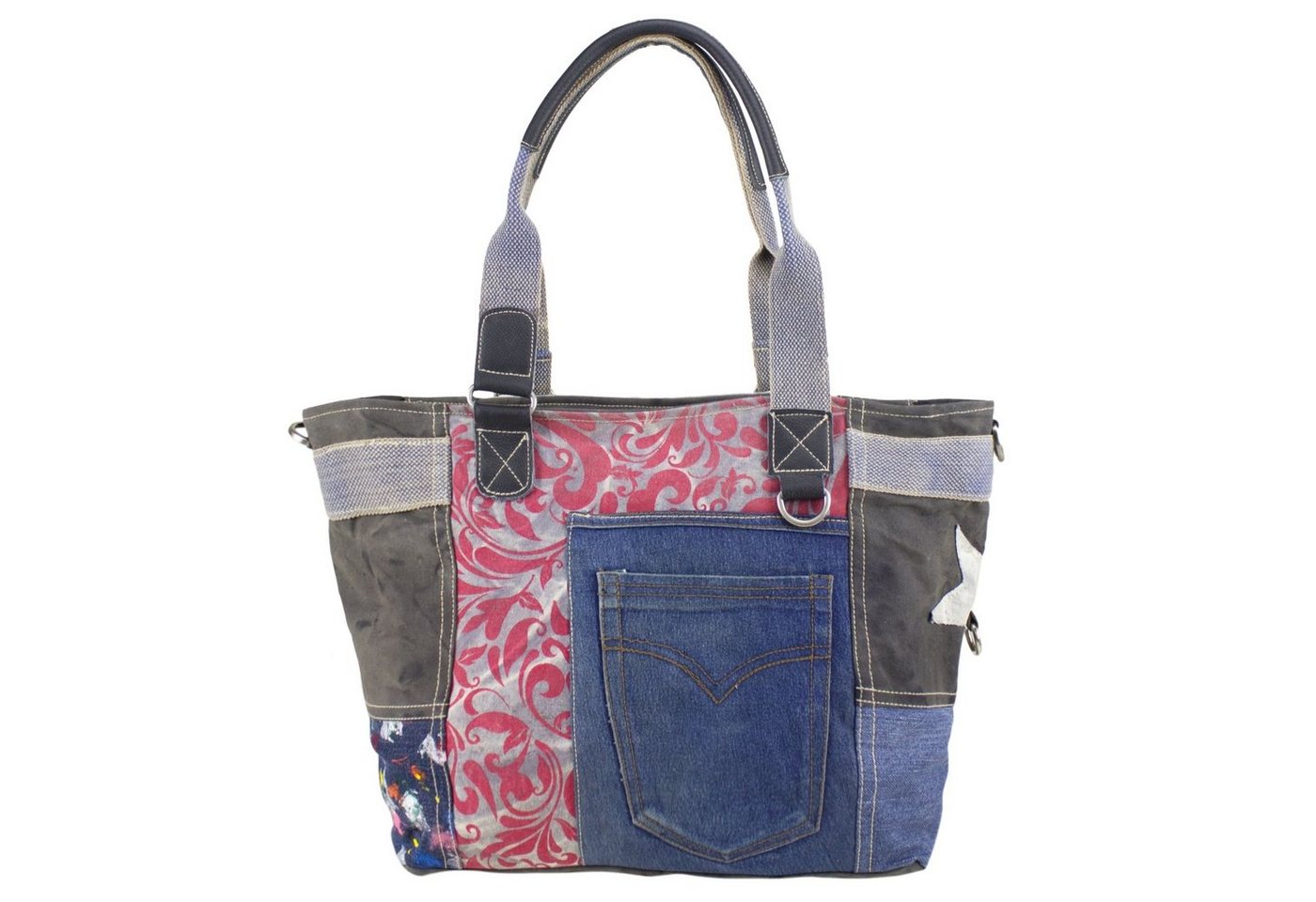 Sunsa Handtasche Recycelte Jeans Handtasche. Damen XXL Schultertasche. Tote Tasche, Aus recycelten Jeans von Sunsa