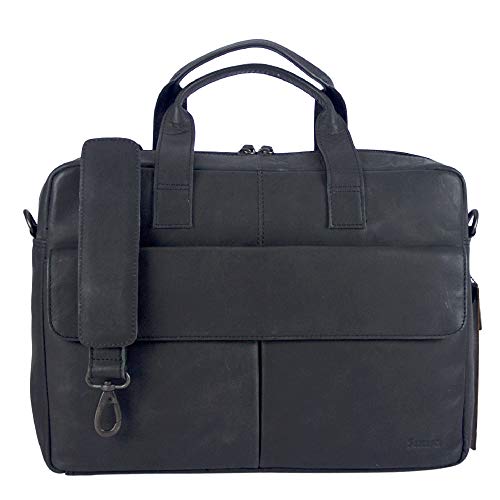 Sunsa Herren Leder Laptop Tasche, 14 Zoll Business Aktentasche. Schwarze große Handtasche Notebooktasche/Laptoptasche. Vintage Umhängetasche als Männer Geschenke von Sunsa