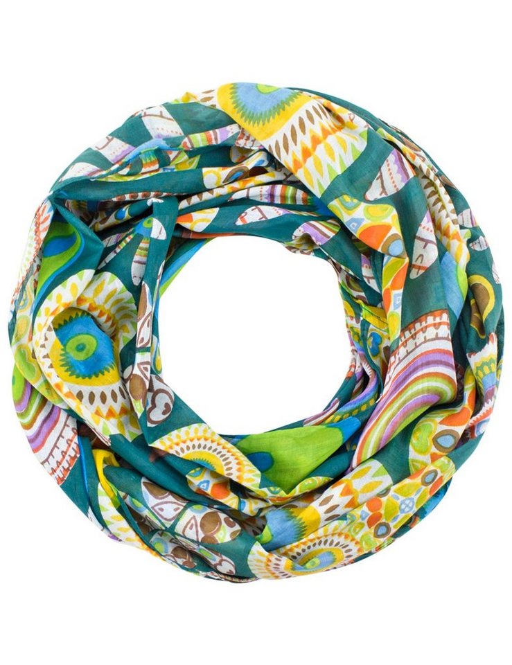Sunsa Loop Damen Loop Schal. 100% Baumwolle Schlauchschal. Loopschal, Blumenmotiv von Sunsa