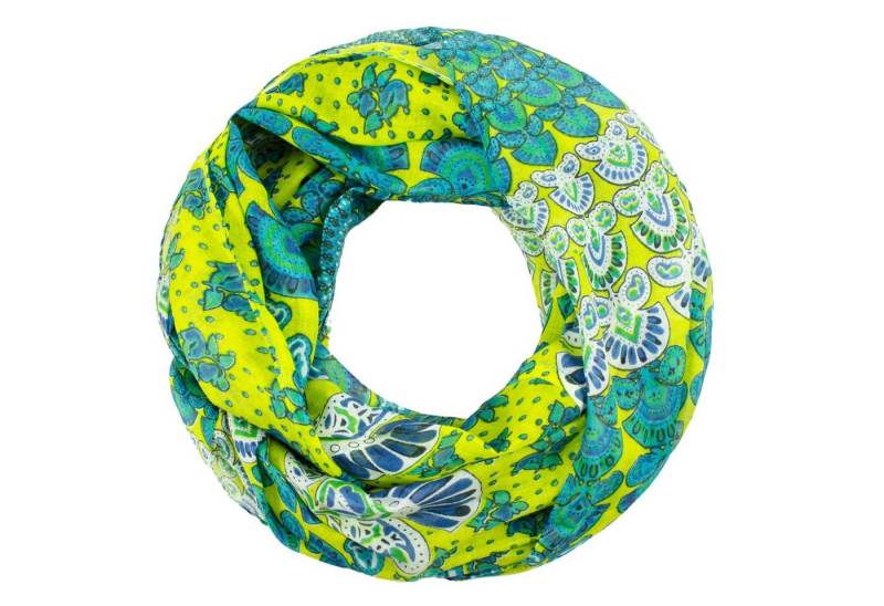 Sunsa Loop Damen Loop Schal. 100% Baumwolle Schlauchschal. Loopschal mit Blumen, Blumen Aufdruck von Sunsa