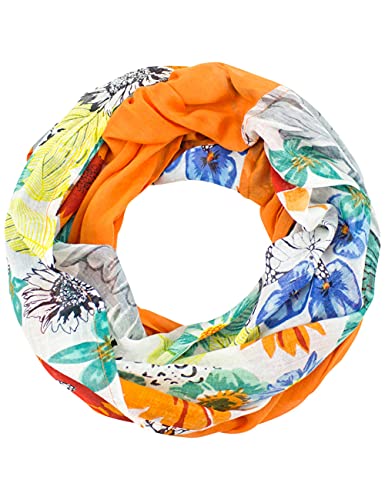 Sunsa Damen Loop Schal. 100% Baumwolle Schlauchschal für Frühlings/Sommer. Dünn Loopschal mit Blumen Design. Tücher und Schals als Frauen Geschenk von Sunsa