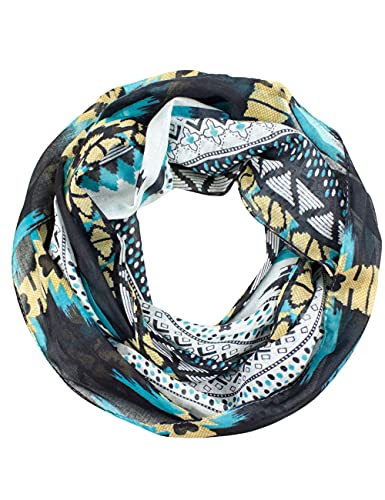 Sunsa Damen Loop Schal. 100% Baumwolle Schlauchschal für Frühlings/Sommer. Dünn Loopschal mit Blumen Design. Tücher und Schals als Frauen Geschenk (Blau # 5) von Sunsa