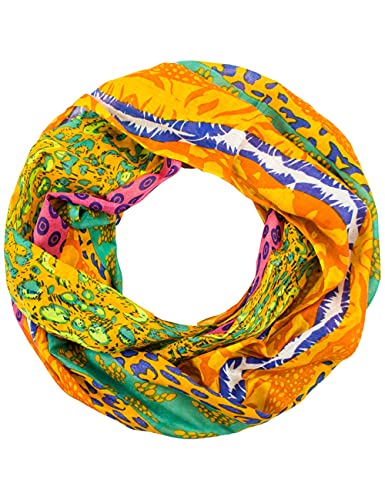 Sunsa Damen Loop Schal. 100% Baumwolle Schlauchschal für Frühlings/Sommer. Dünn Loopschal mit Blumen Design. Tücher und Schals als Frauen Geschenk (orange/grün # 1) von Sunsa