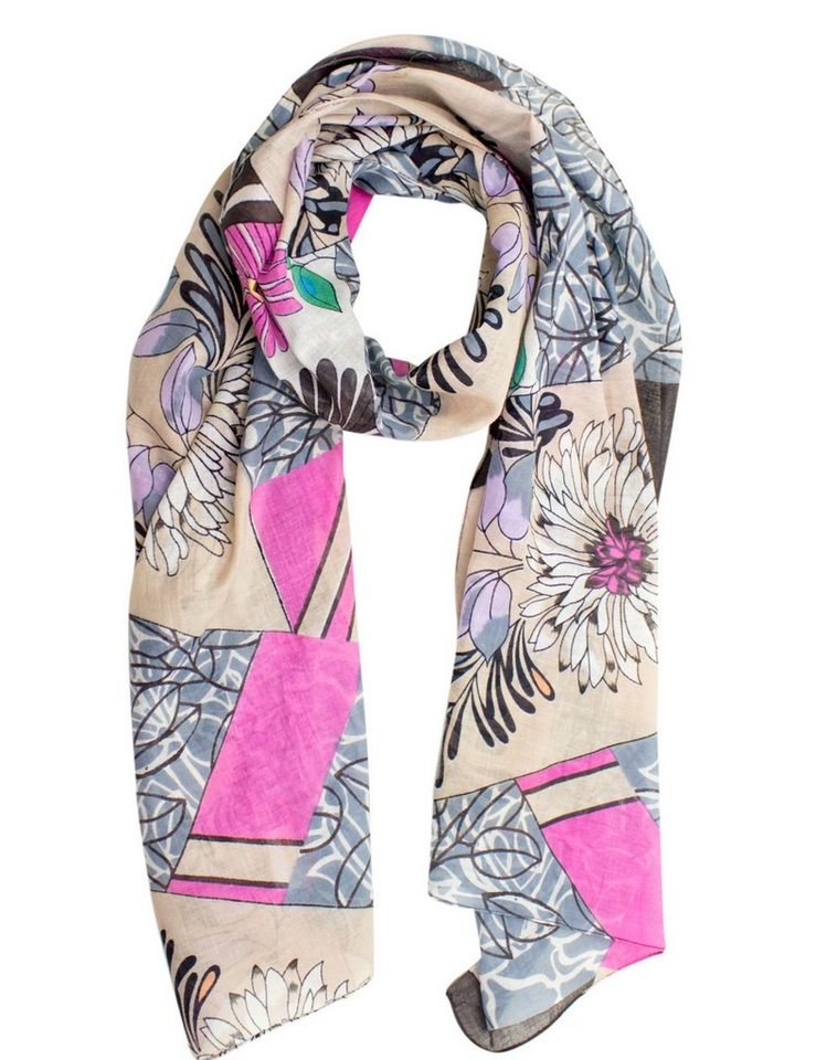 Sunsa Modeschal Damen Loop Schal. 100% Baumwolle Schlauchschal. Loopschal mit Blumen Design. Damen Accessoires: Rundschals,Scarf Tücher und Schals als Geschenk für Frauen/ Freundin, bedruckt mit Blumenmotiv von Sunsa