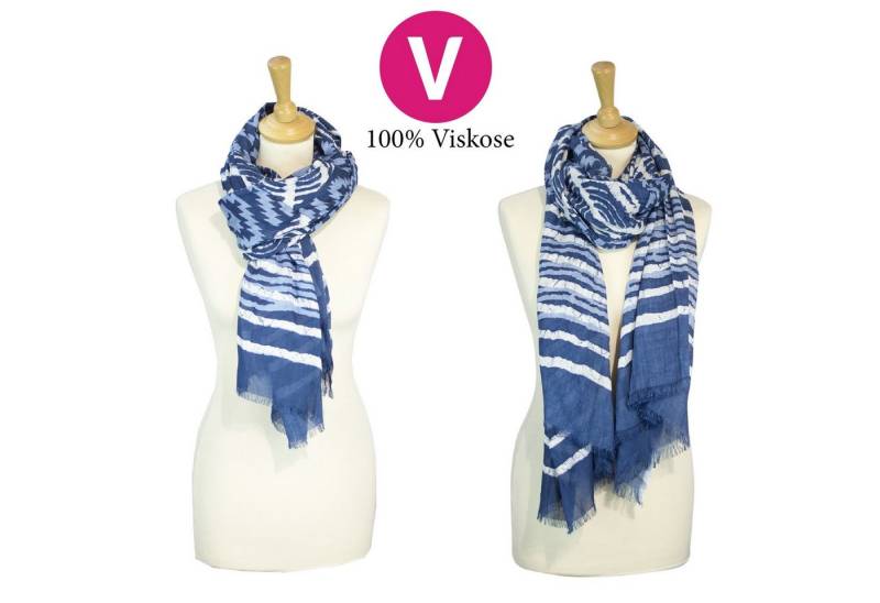 Sunsa Modeschal Winterschal XXL Große Stola Halstuch Schal aus 100% Viskose, Indigo Stil von Sunsa