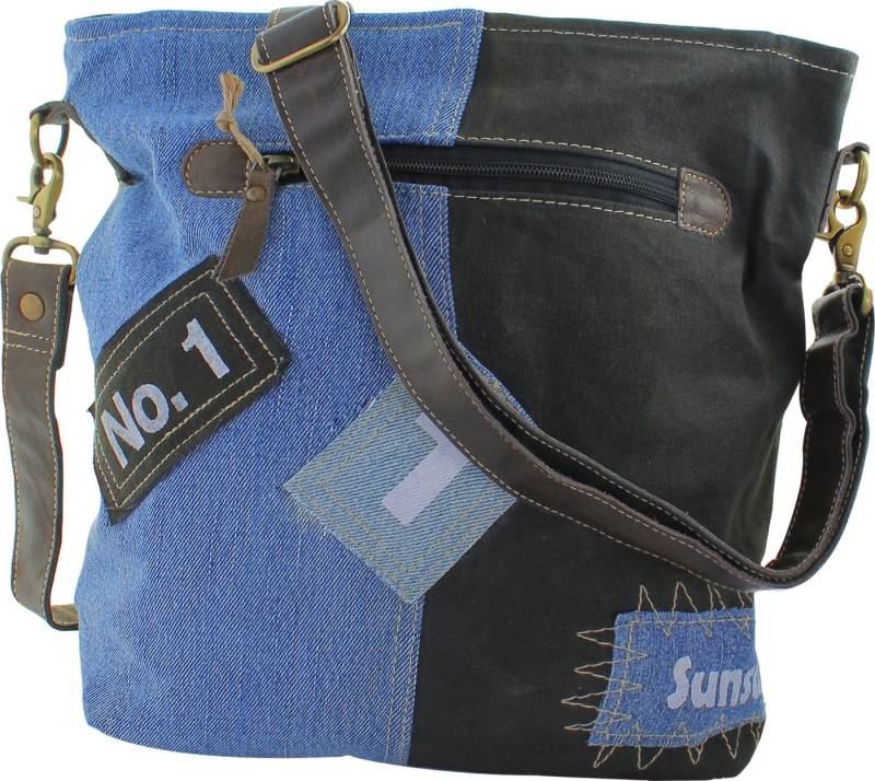 Sunsa Schultertasche Sunsa Damen Canvas Schultertasche Jeans (Umhängetasche), Damen, Jugend Umhängetasche, Schultertasche Canvas, Jeans, Leder, schw von Sunsa