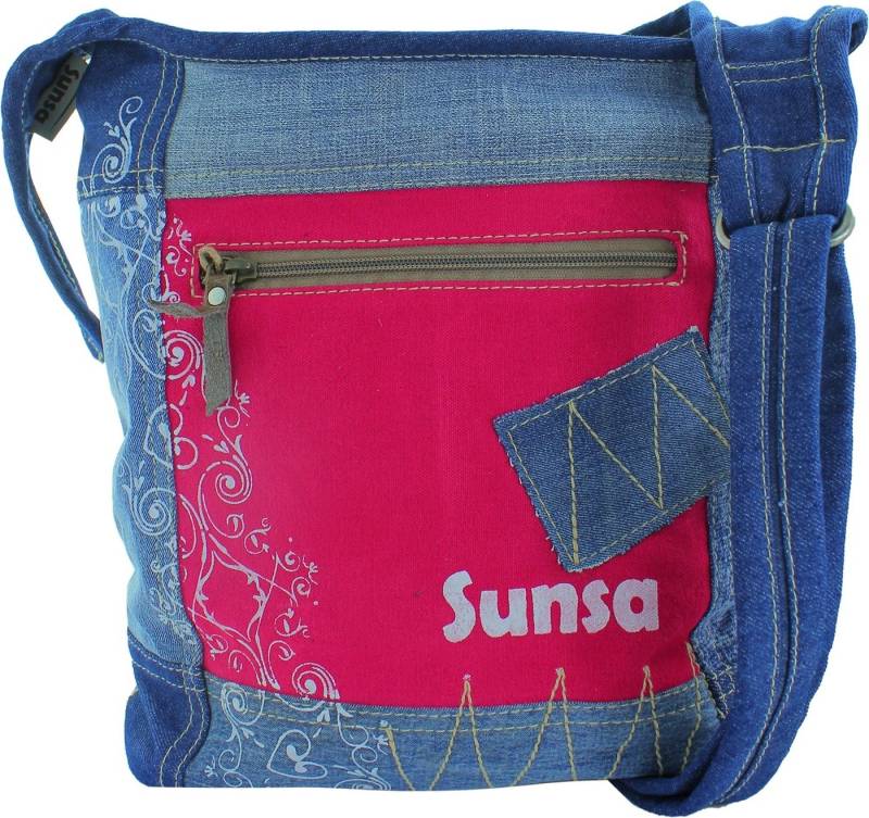 Sunsa Schultertasche Sunsa Damen Canvas Schultertasche Jeans (Umhängetasche), Damen, Jugend Umhängetasche, Schultertasche Canvas, Jeans, blau, rot c von Sunsa