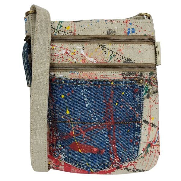 Sunsa Umhängetasche, Canvas Crossbody Bag. Schultertasche mit Abstrakt Kunst Design von Sunsa