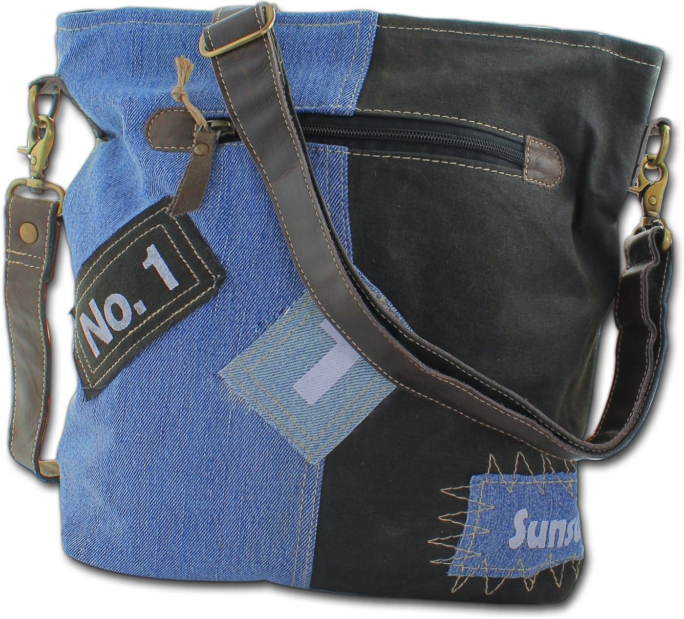 Sunsa Umhängetasche Sunsa Damen Canvas Schultertasche Jeans (Schultertasche, Schultertasche), Damen, Jugend Tasche aus Echtleder, Jeans in schwarz, blau, braun Größ von Sunsa