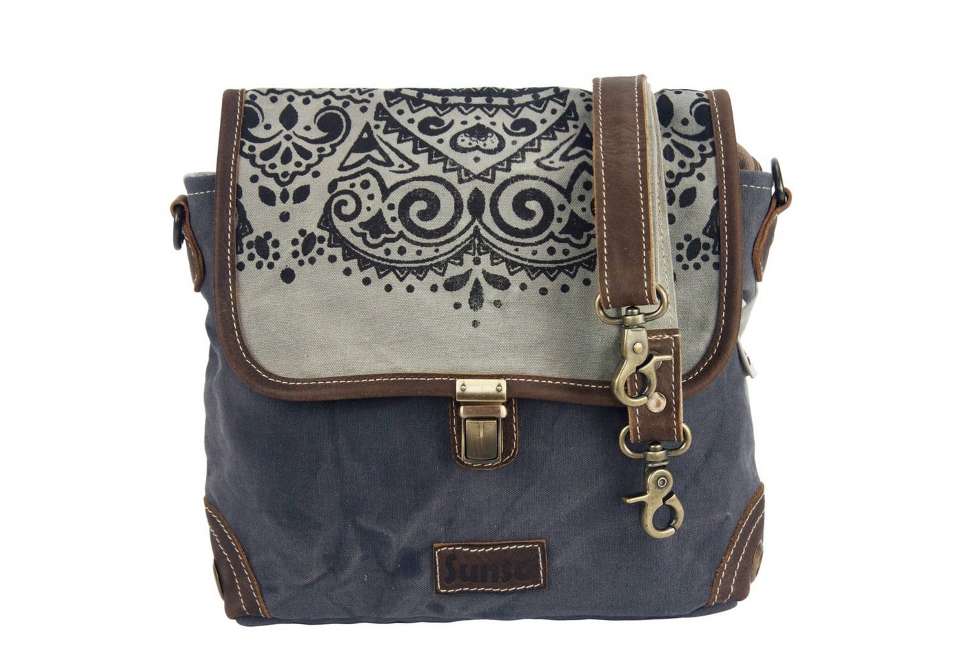 Sunsa Umhängetasche Damen Messenger Tasche mit Mandala Design. Graue Schultertasche aus Canvas. Umhängetasche model 52506 von Sunsa