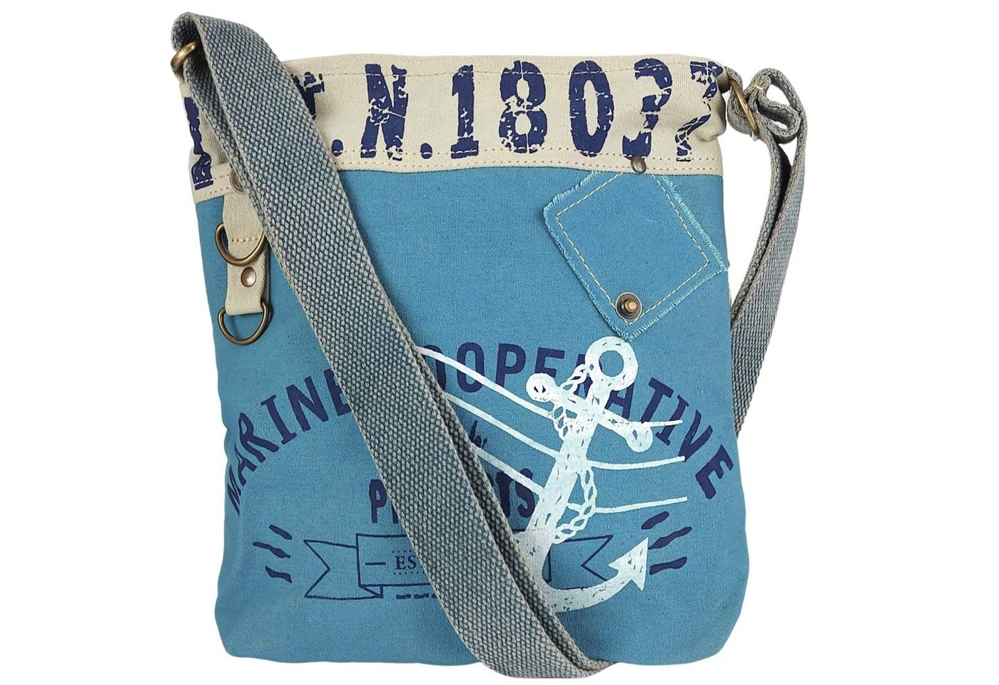 Sunsa Umhängetasche Damen Umhängetasche, blaue Maritim Schultertasche, vegane Handtasche, vegan von Sunsa