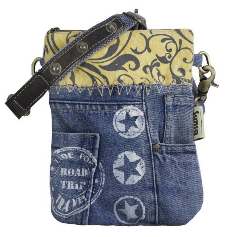 Sunsa Umhängetasche Damen Umhängetasche aus Canvas & recycelte Jeans, Kleine Crossbody Bag von Sunsa
