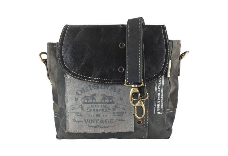 Sunsa Umhängetasche Damen Umhängetasche. Schultertasche aus Canvas & Leder. Kleine Vintage Messenger Crossbody Tasche. Nachhaltig grau/schwarz Handtasche als Geschenkideen, Pferde Motiv, enthält recyceltes Material, Pferde Druck für Pferde Liebhaber von Sunsa