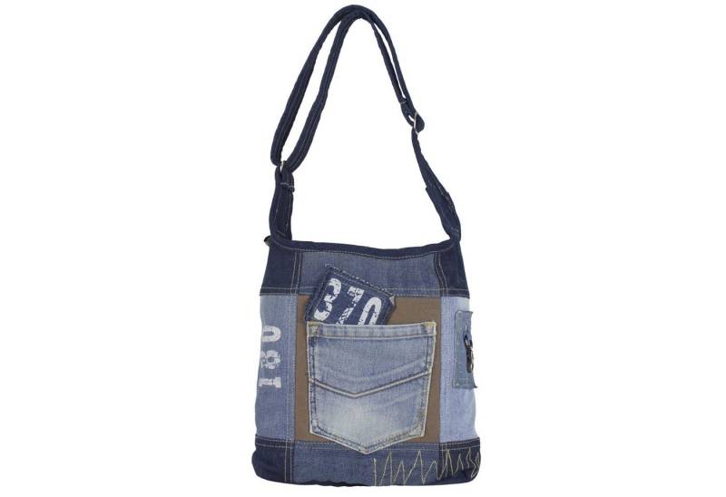 Sunsa Umhängetasche Hobo Tasche. Umhängetasche aus recycelte Jeans und braune Canvas. Schultertasche für Sie/ Ihn, Aus recycelten Materialien von Sunsa