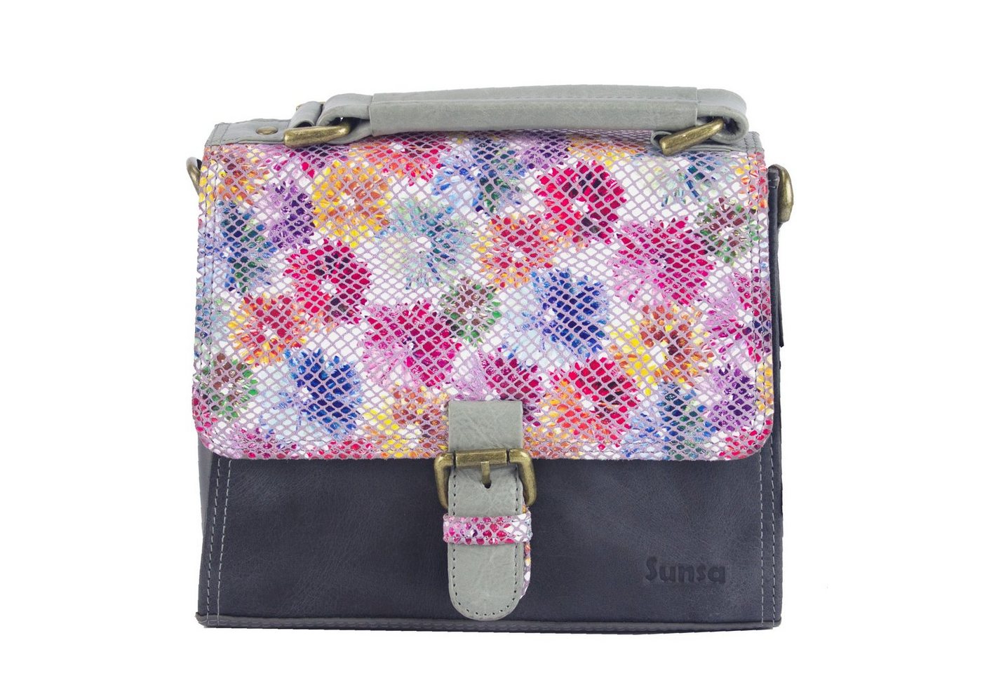 Sunsa Umhängetasche Leder Damen Umhängetasche. Bunter Crossbody Bag. Kleine Ledertasche, Echt Leder von Sunsa