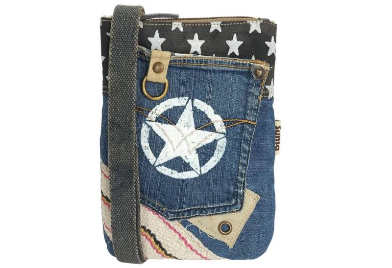 Sunsa Umhängetasche Nachhaltige Canvas Umhängetasche. Recycelte Jeans Crossbody Bag, Vegan von Sunsa