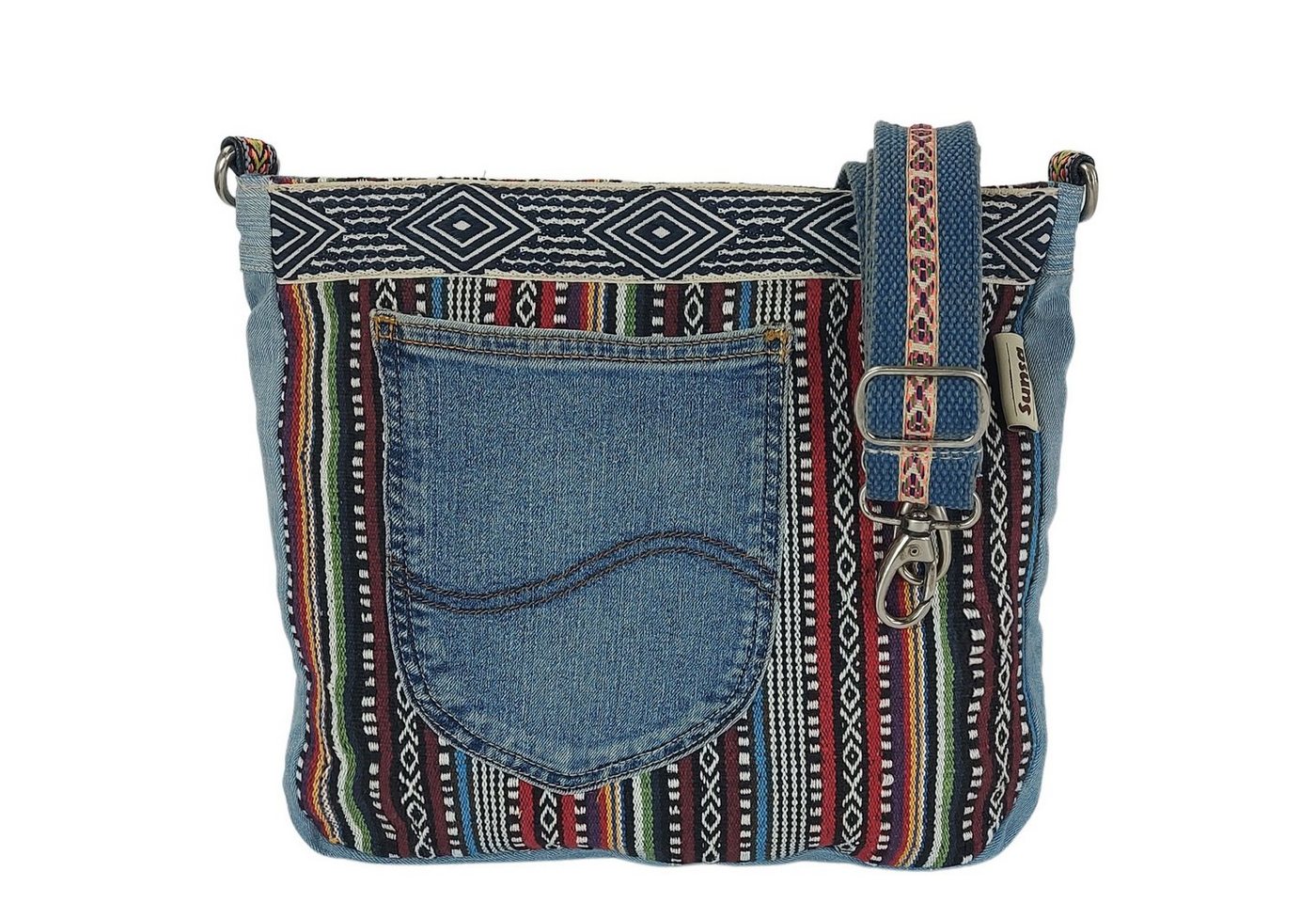 Sunsa Umhängetasche Nachhaltige Umhängetasche aus recycelte Jeans, Damen Schultertasche, mit abnehmbaren Schulterriemen, enthält recyceltes Material von Sunsa