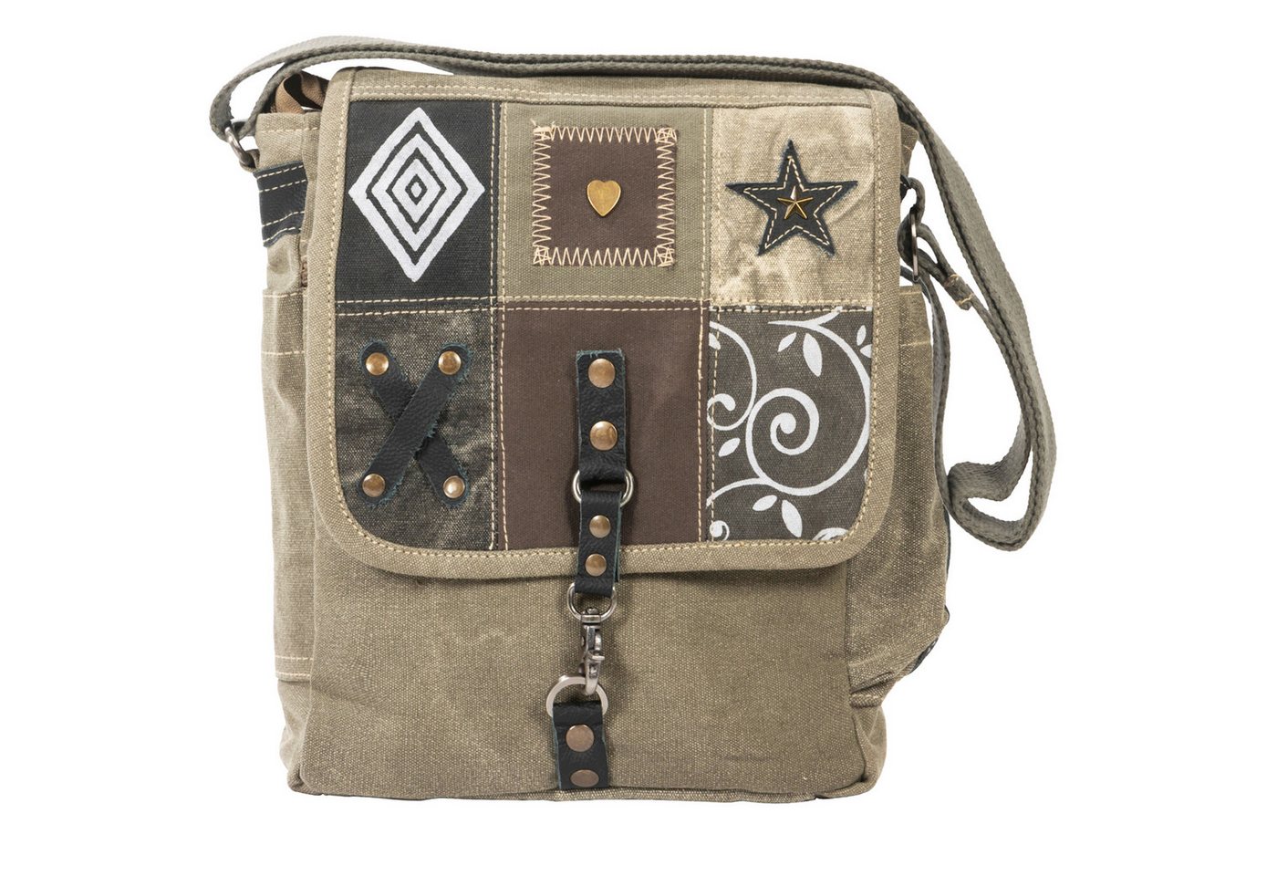 Sunsa Umhängetasche Sunsa Damen Umhängetasche. Canvas Messenger Tasche in Patchwork Design, Patchwork mit Details von Sunsa